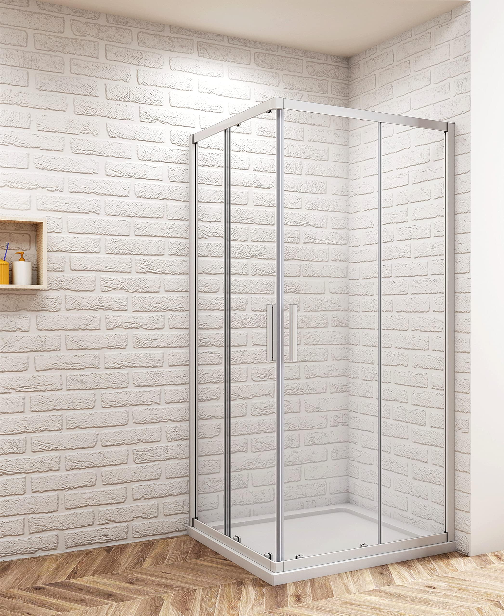 Aica Sanitär Duschkabine 70x70cm Duschabtrennung Eckeinstieg Duschtür Dusche mit Sicherheitsklarglas Höhe 185cm