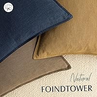 Vista 4 de Foindtower - Paquete de 2 fundas de cojín decorativas de lino unicolor, funda de cojín de acento suave, estilo bohemio, rústico y neutral