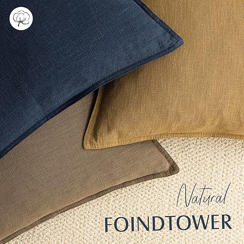 Miniatura 4 de Foindtower Paquete de 2 fundas de almohada decorativas de lino sólidas, funda de cojín de acento suave, estilo bohemio, campestre, neutra para