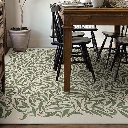 Vista 187 de RUGGABLE x Morris & Co Tapete prémium de pasillo lavable, para pasillo, cocina, entrada, sala de estar, dormitorio u oficina, con base Madreselva