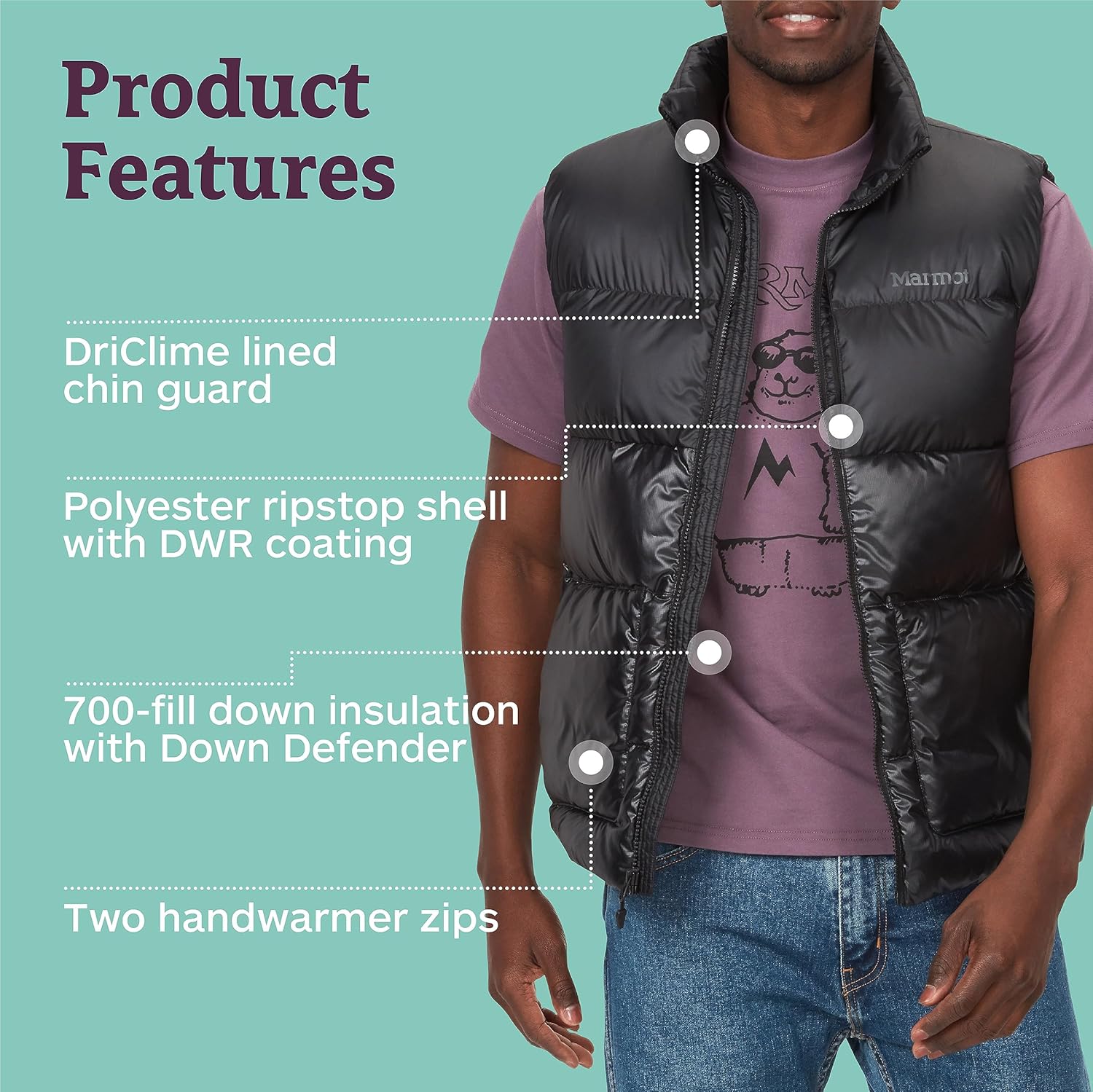 MARMOT Men’s Guides Down Vest - 700-Fill Insulated, Water-Resistant, Lightweight Puffer - Image 6