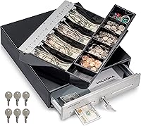 Vista 10 de Volcora Cajón de caja registradora para sistema de punto de venta (POS) con bandeja de efectivo de 2 niveles totalmente extraíble, 5 billetes/8