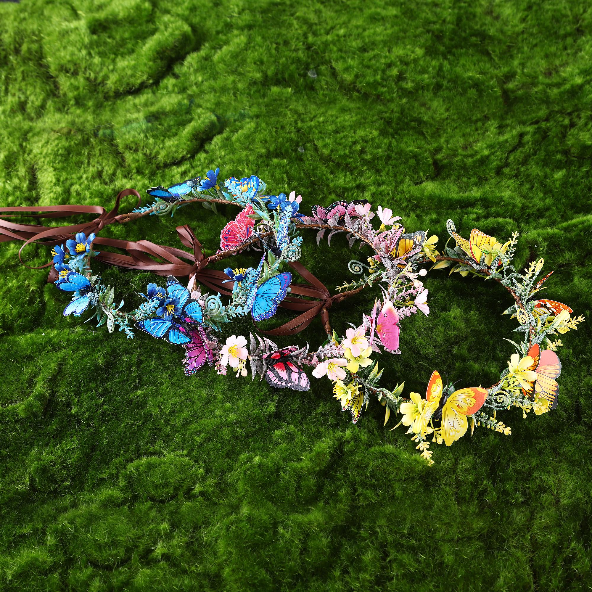 Amazon.com : MOSTORY Handmade Blue Flower Butterfly Crown  display picture 2