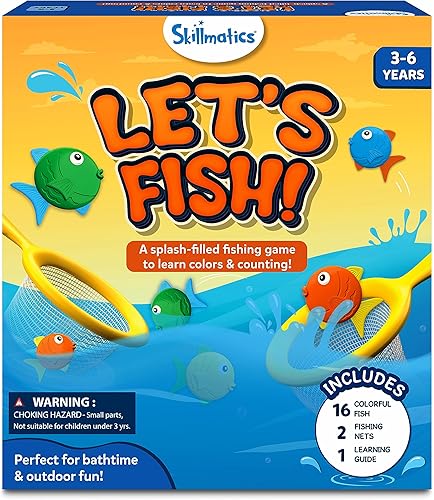 Skillmatics Juguetes para exteriores y de baño: Let's Fish, juego de pesca, juguetes para niños, juguetes para aprender colores y contar, juguetes