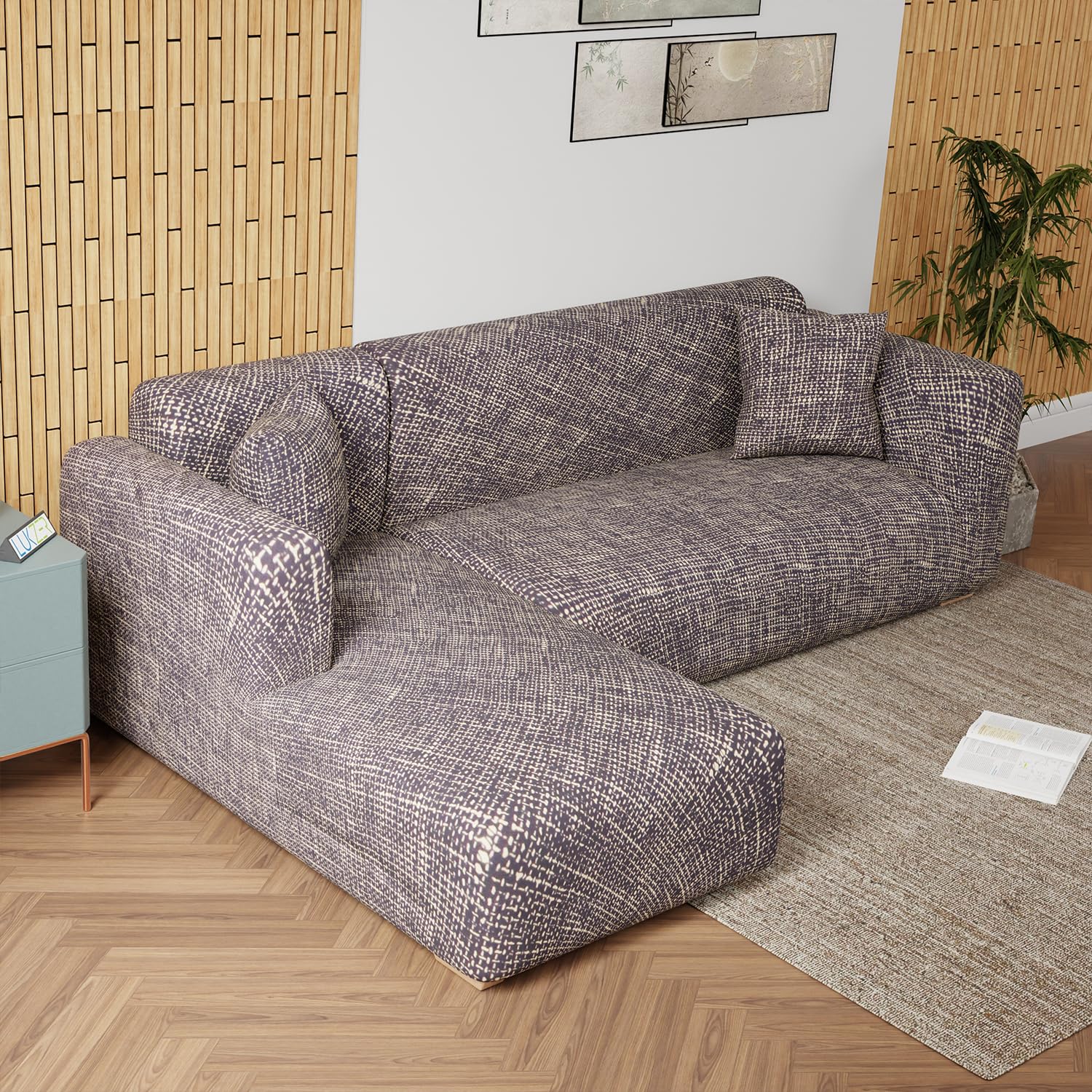 Lukzer L-Shaped Sofa Cover for Living Room Furniture Flexible Slipcover for Couches and More (Left Hand Side, Brown Lining) (B0D2L7RNJP) Amazon Price History, Amazon Price Tracker