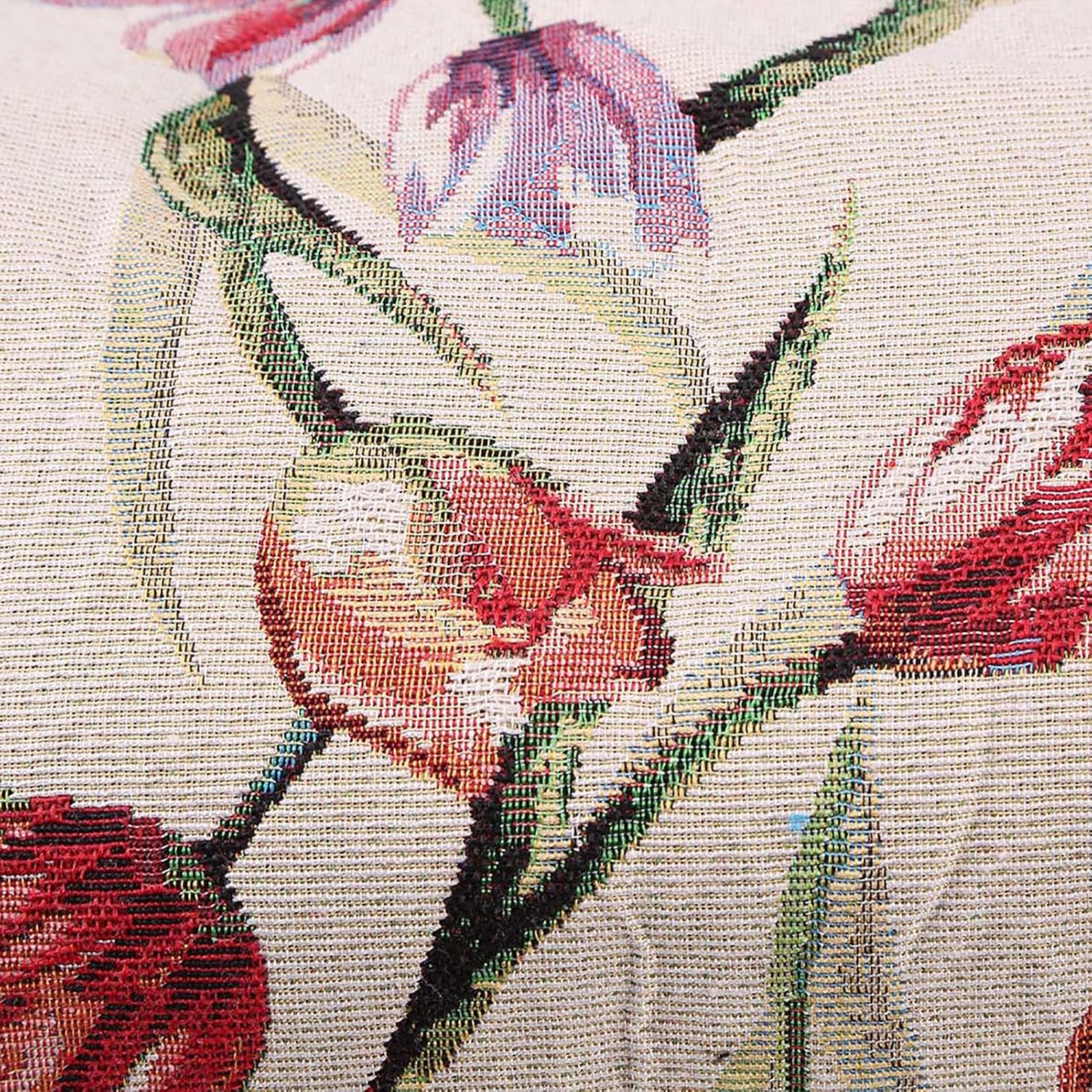 Large Capacity Knitting Tote Bag Rose Jacquard Pattern Handmade Cotton Linen Yarn Storage for Crochet Hooks Needles Accessories, 40x14x14cm Portable Travel Organizer for Craft Room