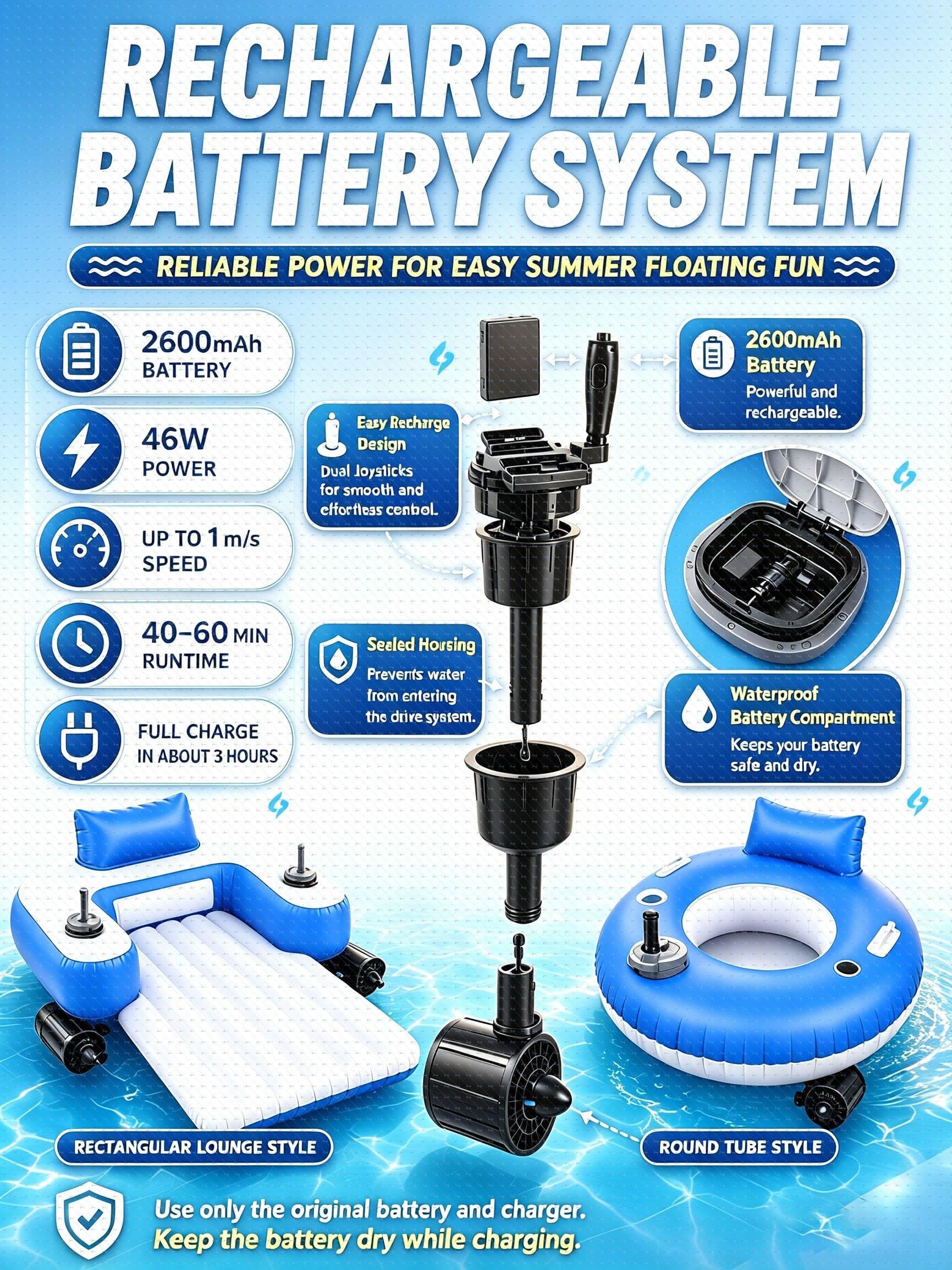 Flotador Motorizado Piscina Adultos 360° Doble Motor Joystick Recargable B