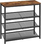 Étagère à chaussures VASAGLE pour entrée, organisateur à 5 niveaux avec étagères de rangement et dessus spacieux, autoportant, réglable, style industriel, Brun rustique et Noir encre ULBS038B01