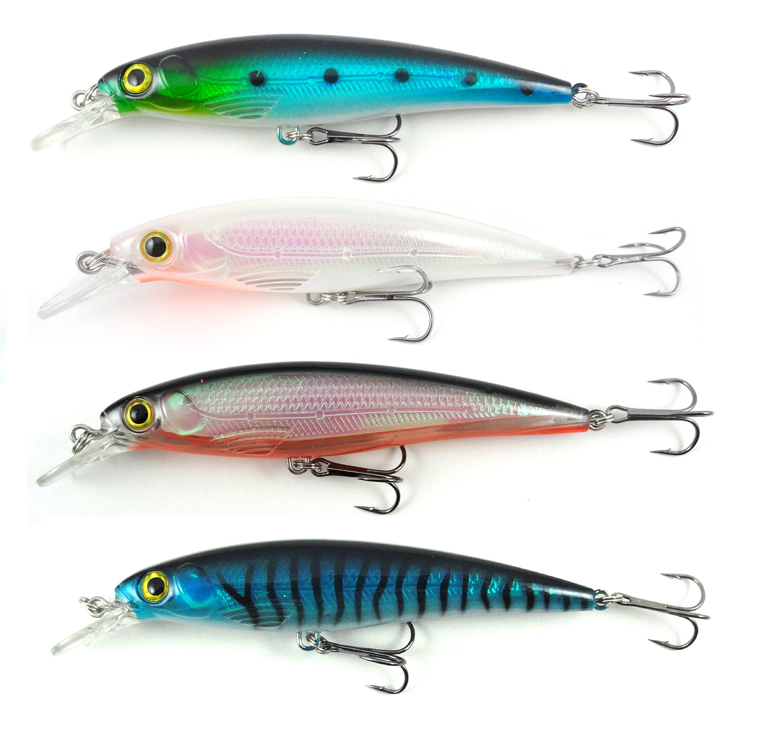 Live Lures Crankbait/Jerkbait Fishing Lure Minnow Baitfish Kit Swimbait Set (4 Pack)