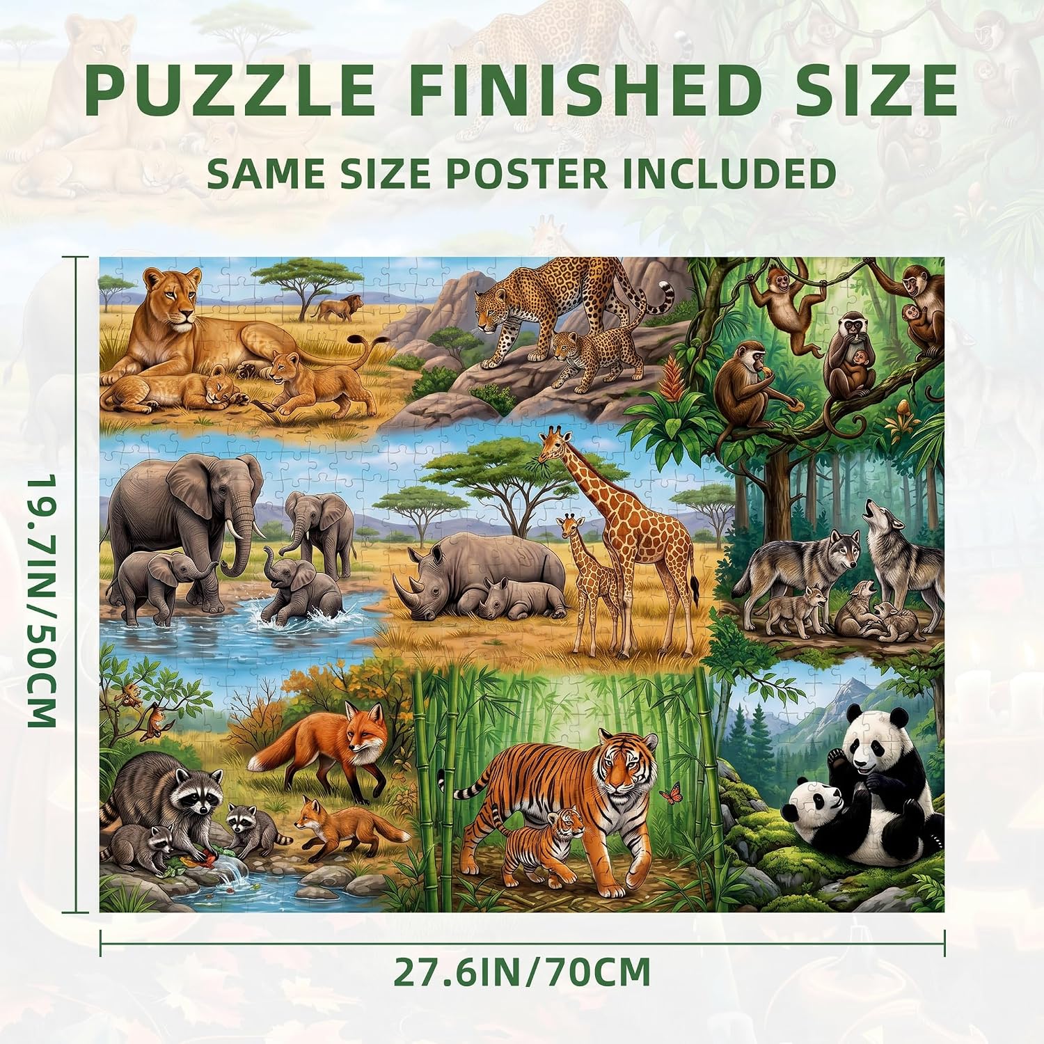 Nattork Jigsaw Puzzles 1000 Pieces for Adults, Families (Animal Family) Pieces Fit Together Perfectly image 2