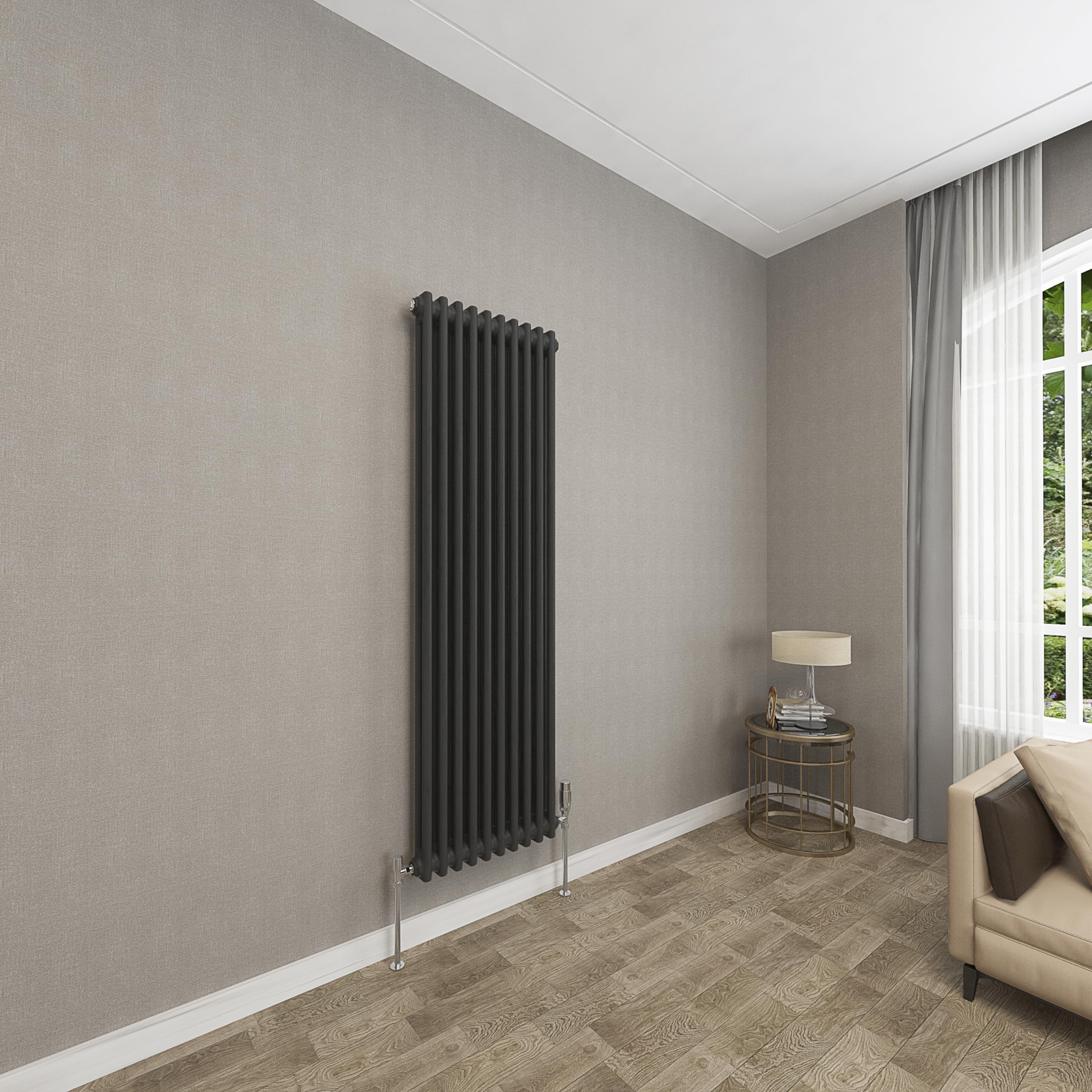 Sky bathroom 1500x470mm Vertical Black Cast Iron 2 Column Radiator Traditional Upright Central Heating Radiator