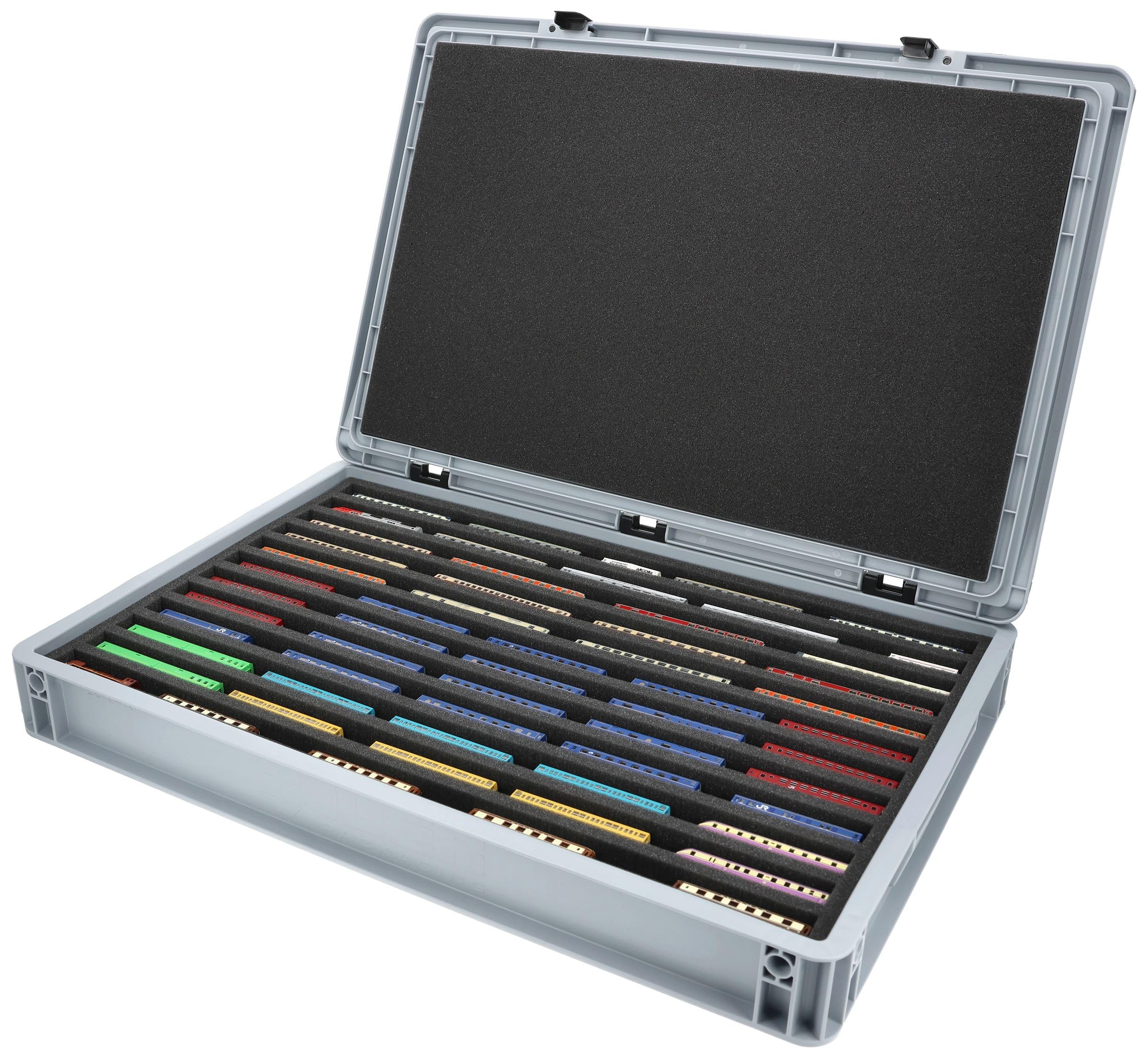 Feldherr Eurobox 60 x 40 cm Coffret pour modélisme ferroviaire - échelle Z - 12 Compartiments - Insert Mousse pour Rangement Horizontal - Solution Transport compacte pour locomotives et Wagons