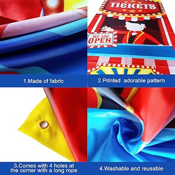 KatchOn, Carnival Ticket Booth Stand Banner - 72x36 Inch | Carnival Theme Party Decorations | Photo Booth Backdrop for Circus Theme Party Decorations