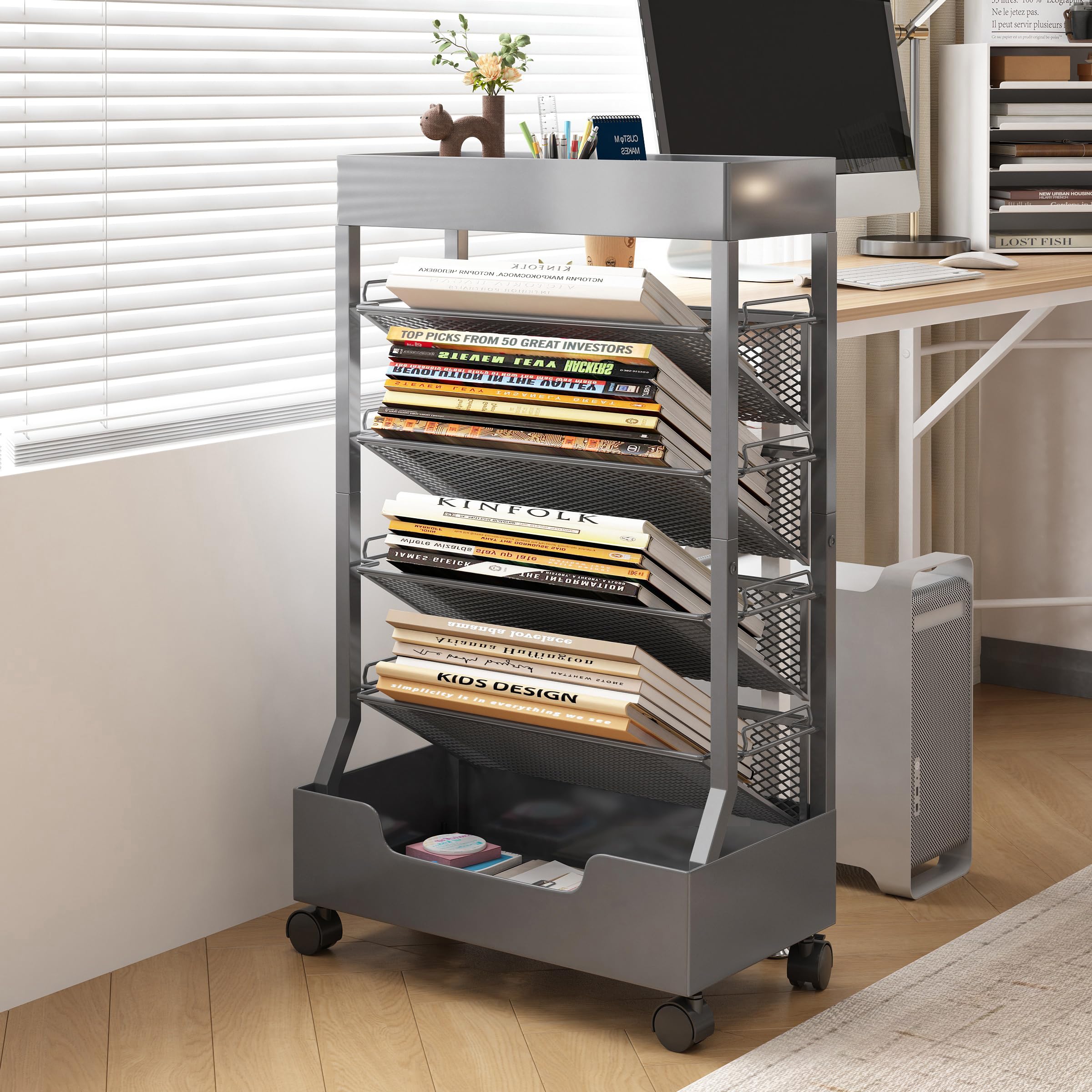 Amazon.co.jp: Ornesita ファイルラック ファイルワゴン 6段 本棚 書類