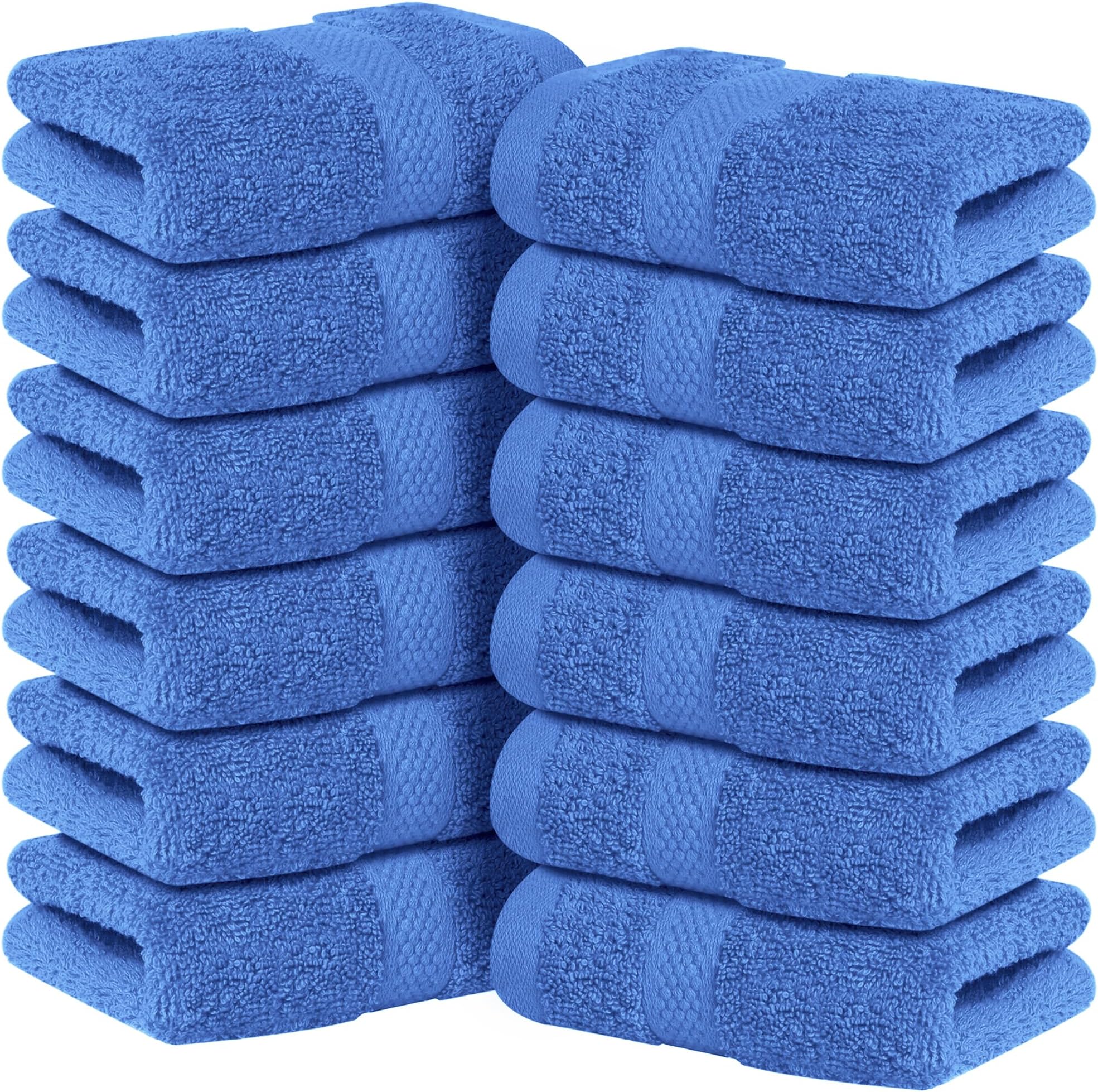 Infinitee Xclusives - 12 Pack Face Cloths |30x30 cm| 100% Cotton Wash Cloths - Ultra Soft & Highly Absorbent Fingertip Towels for Spa, Gym, Hotel & Bathroom |Eloquent Blue|