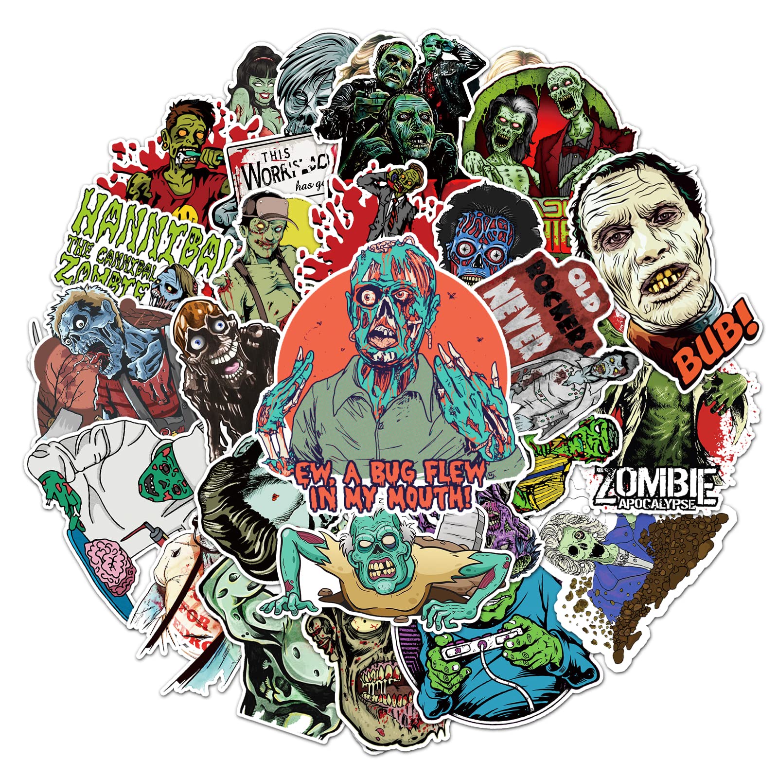 Seedware 50 Pcs Cute Stickers,Zombie Halloween,Vinyl Waterproof Stickers for Water Bottles Laptop Skateboard Journaling Scrapbook, Sticker Decals for Adults Teens Girls Kids and Women (Zombie) 3