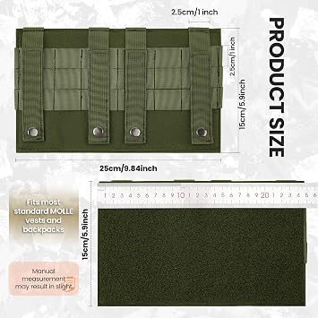MOLLE Patch Panel Mounting Placard Platform, Hook & Loop Panel - DIY Morale Patch Board for Tactical Vests & Backpacks(Green)