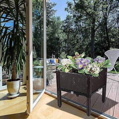 Miniatura 6 de Macetero para plantas al aire libre con patas elevadas para cama de jardín, cajas de jardín elevadas, macetas perfectas para jardín, patio, balcón,