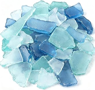 Jetec 11 oz Sea Glass Cobalt Bulk Seaglass Pieces Caribbean Tumbled Sea Glass for Beach Wedding Party Decor Home Decor DIY Craft Supplies (Blue, White, Green)