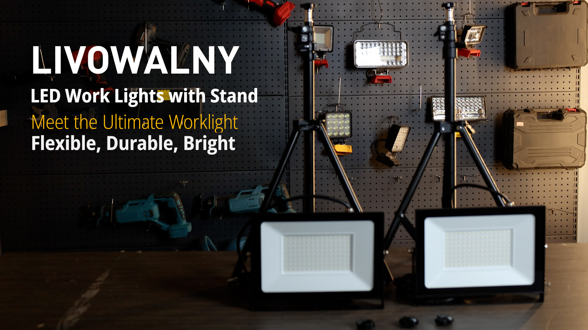 LIVOWALNY 2PCS LED Work Lights with Stand, 110W 11000 Lumens