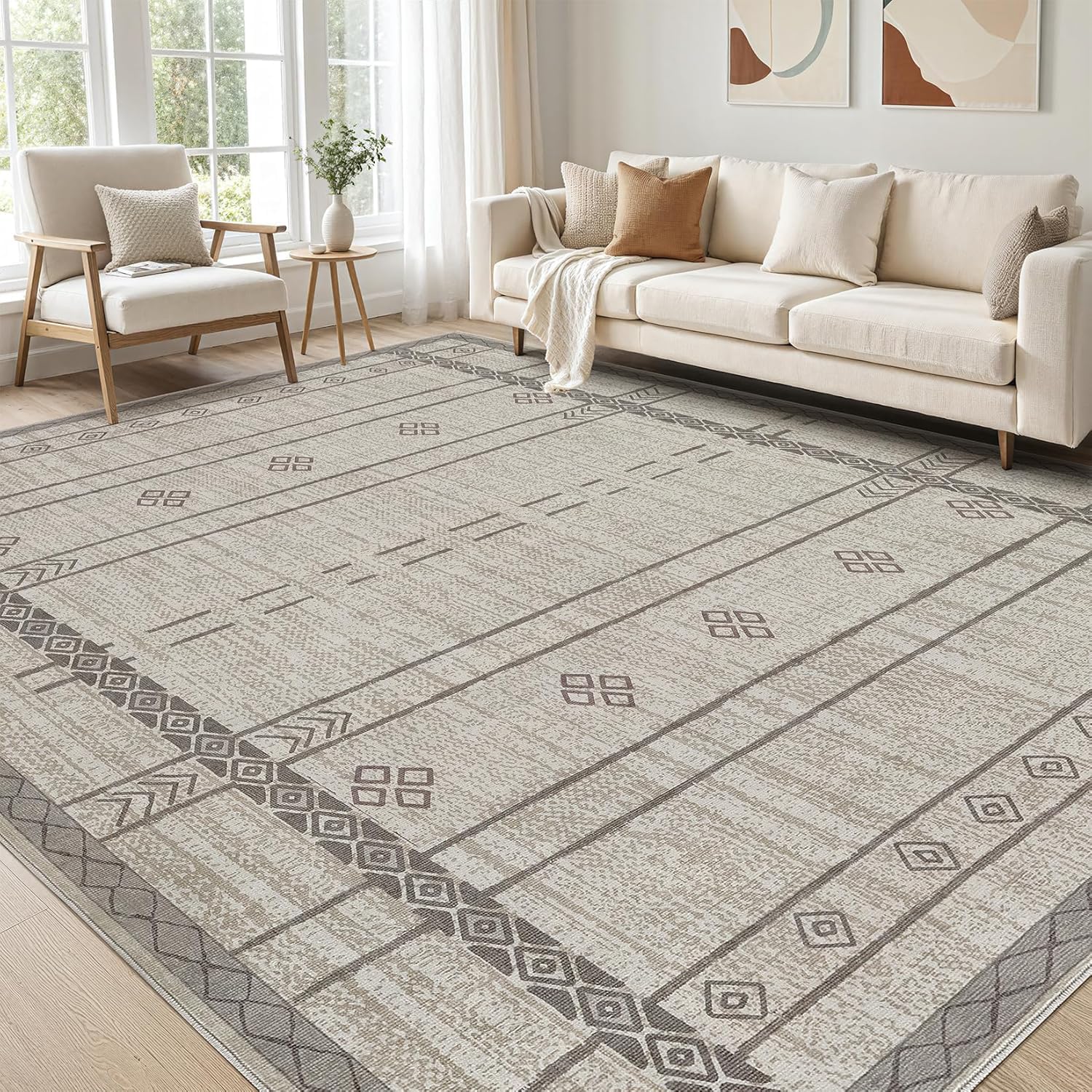 Tapis de salle à manger doux et antidérapant gris 120x160