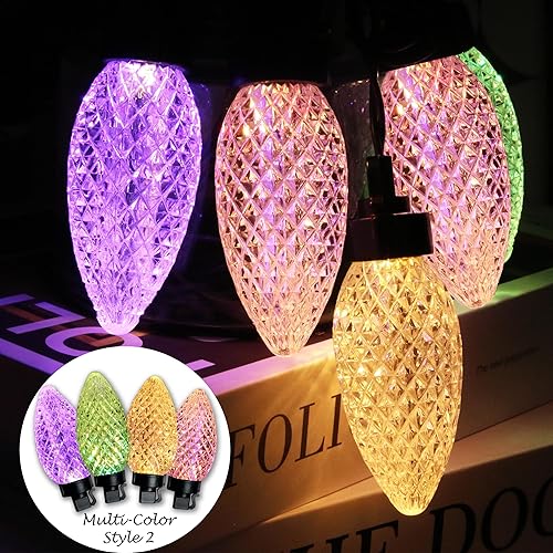 Miniatura 6 de AWQ Guirnalda de 20 luces LED de 41 pies de Navidad con forma de piña, luces parpadeantes de hadas enchufables con 11 modos, temporizador y función