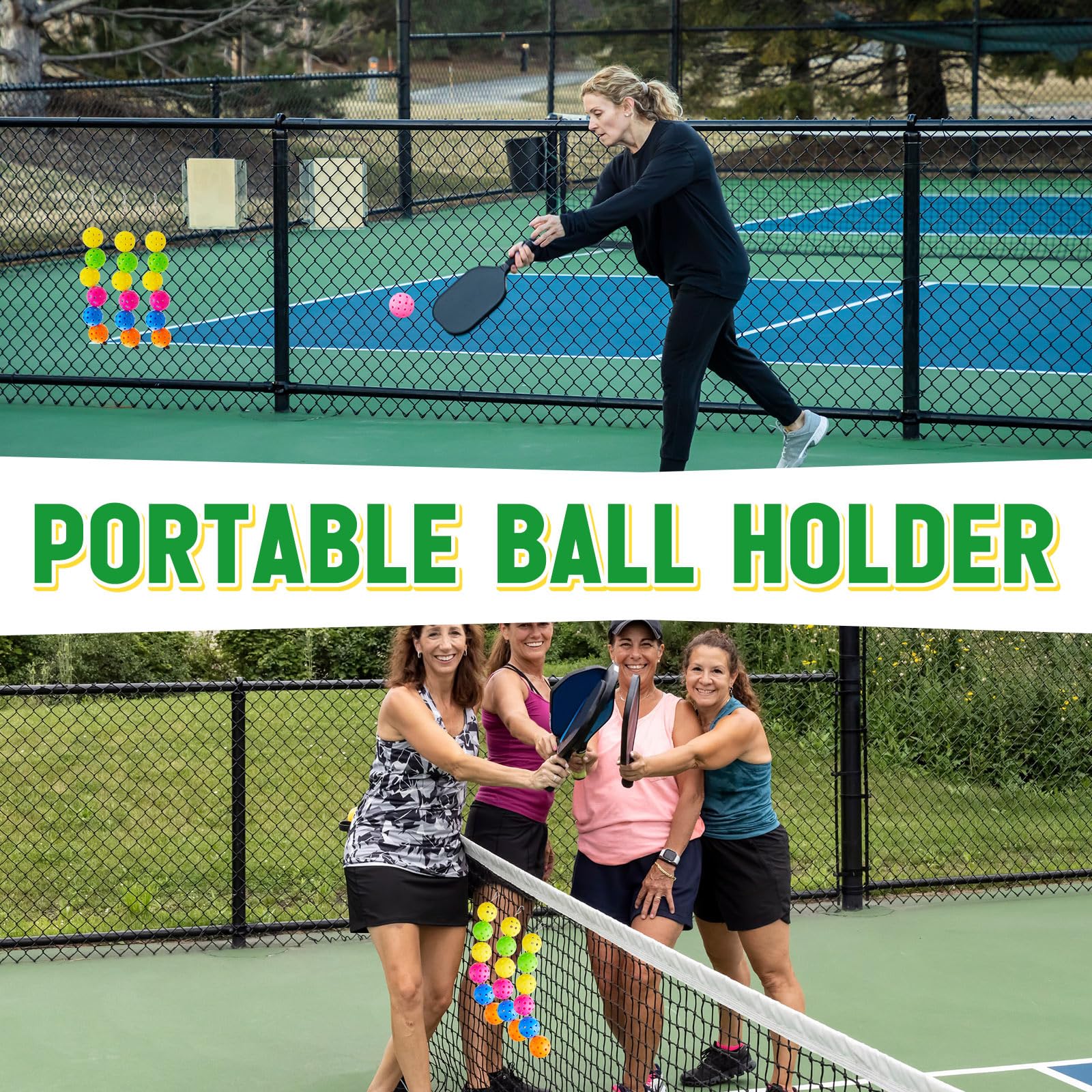 5 Ballstringer-Kabelschnüre Für Pickleball – Mit Schnallen, 50 Cm, Für Bis Zu 6 Bälle, Schwarz