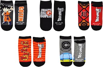 Everything Legwear Dragon Ball Super Socks 5 Pair - 1 Size Dragon Ball Z Super Goten Low Cut Socks Women & Mens