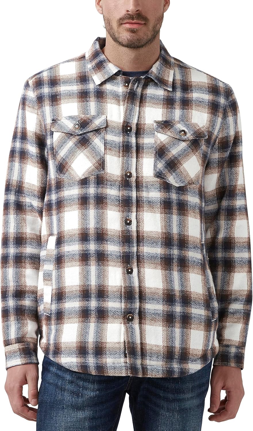 Buffalo David Bitton Men's Shirt Style Shacket Jacket, Milk, X-Large