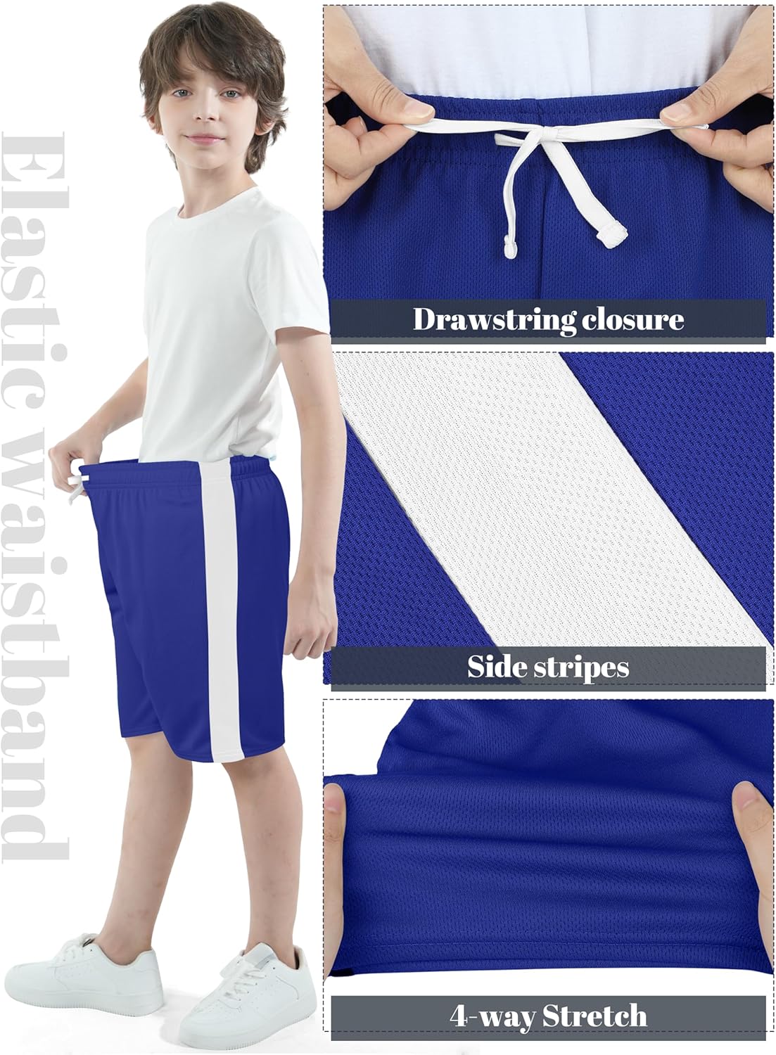 Resinta 4 Pack Boys Shorts Boys Athletic Basketball Shorts Kids Mesh Quick Dry Active Sports Gym Soccer Shorts for Summer - Image 5