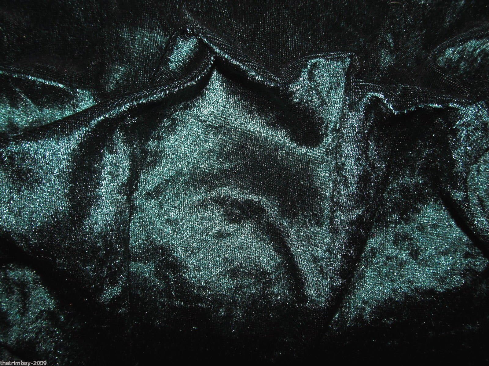 Bottle Green Crushed Velvet Fabric Craft Stretch Velour -150 cm Wide Metre - Free UK Post
