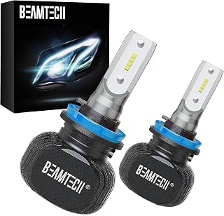 BEAMTECH H11 LED Bulb, S1 Series 10000LM 50W H8 H9 Fanless Quieter CSP Chip Xenon White All In One Halogen Replacement, Pack of 2