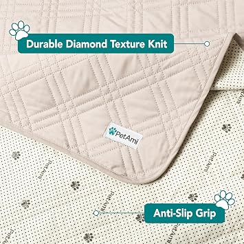 PetAmi Waterproof Couch Cover for Dogs, Non-Slip Leakproof Sofa Furniture Protector for Pet Cat, Machine Washable Bed Blanket for Car Seat, 30x70 Beige
