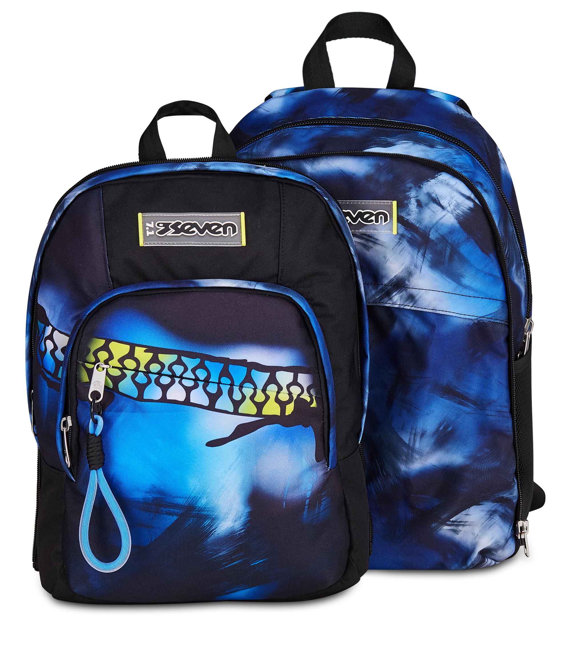 Seven Zaino Scuola Dual Detach BLU FUSION, Nero, 32 L, Doppio Scomparto, Multifunzione, Zaino Staccabile, Tasca con organizer, Scomparto porta pc, Scuola media e superiore, Bambino, Ragazzo
