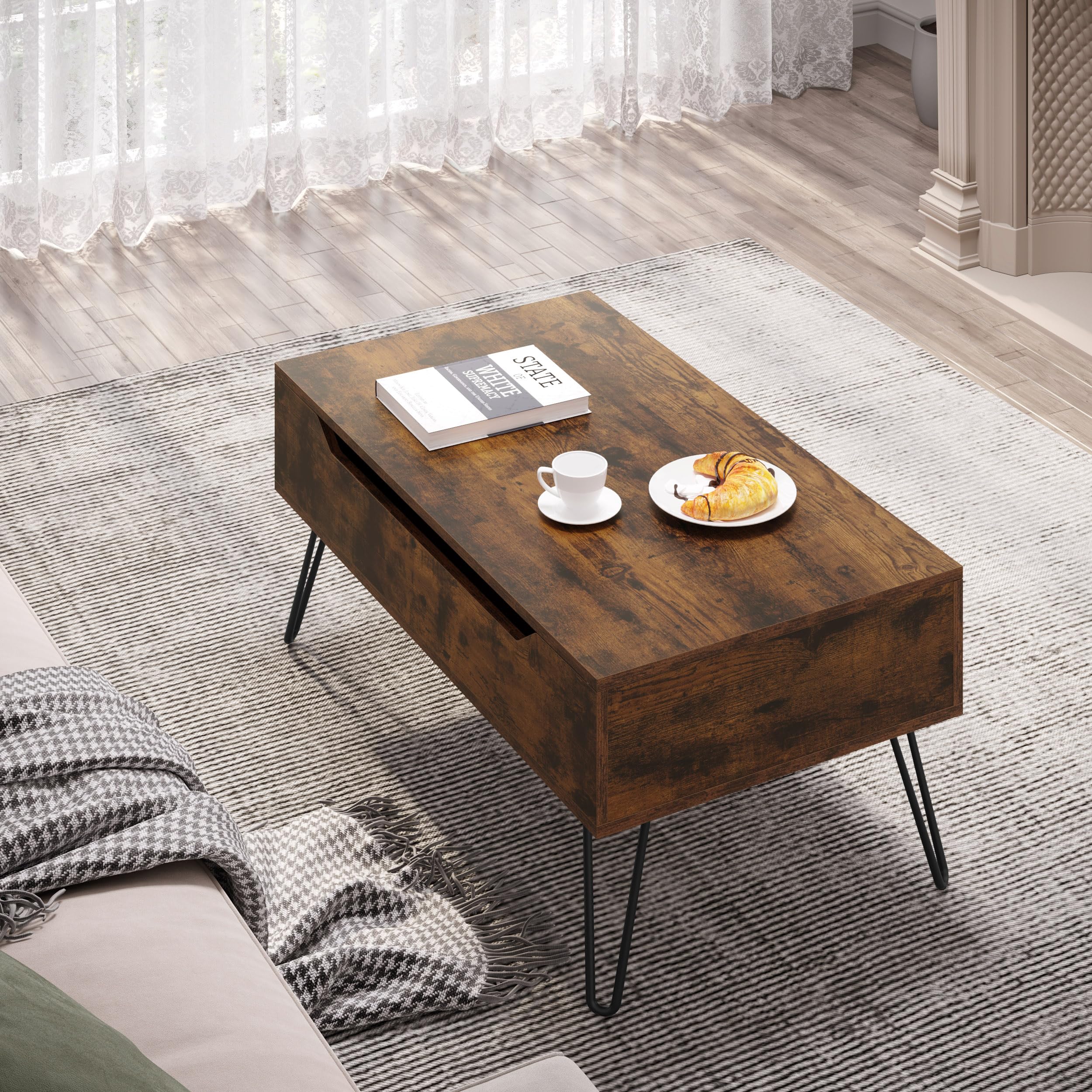 WOLTU Salontafel, salontafel, opklapbare salontafel, banktafel met WOLTU Salontafel, salontafel, opklapbare salontafel, banktafel met