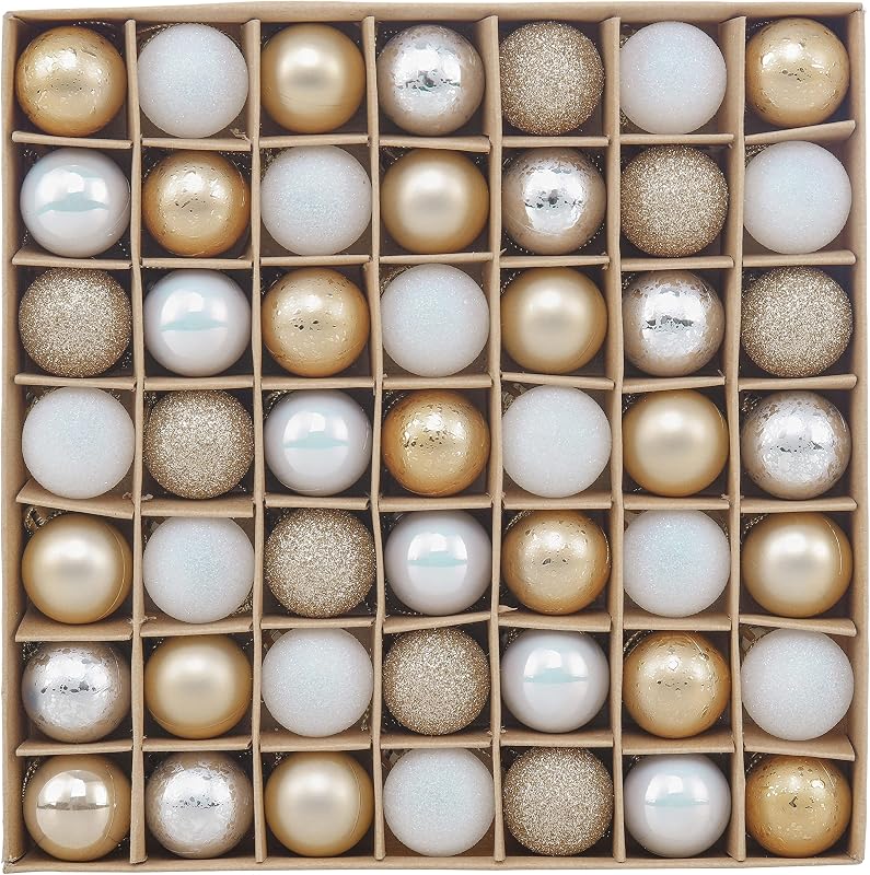 Valery Madelyn 49 darabos karácsonyi gömb szett fehér-arany díszítéssel