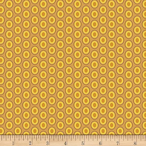 The Yard - Tela de mostaza con elementos ovalados