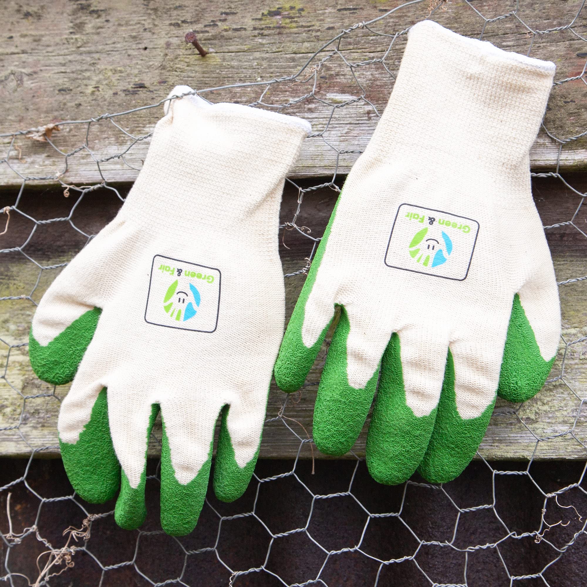 Organic cotton, fairly traded natural rubber gardening gloves (Small)