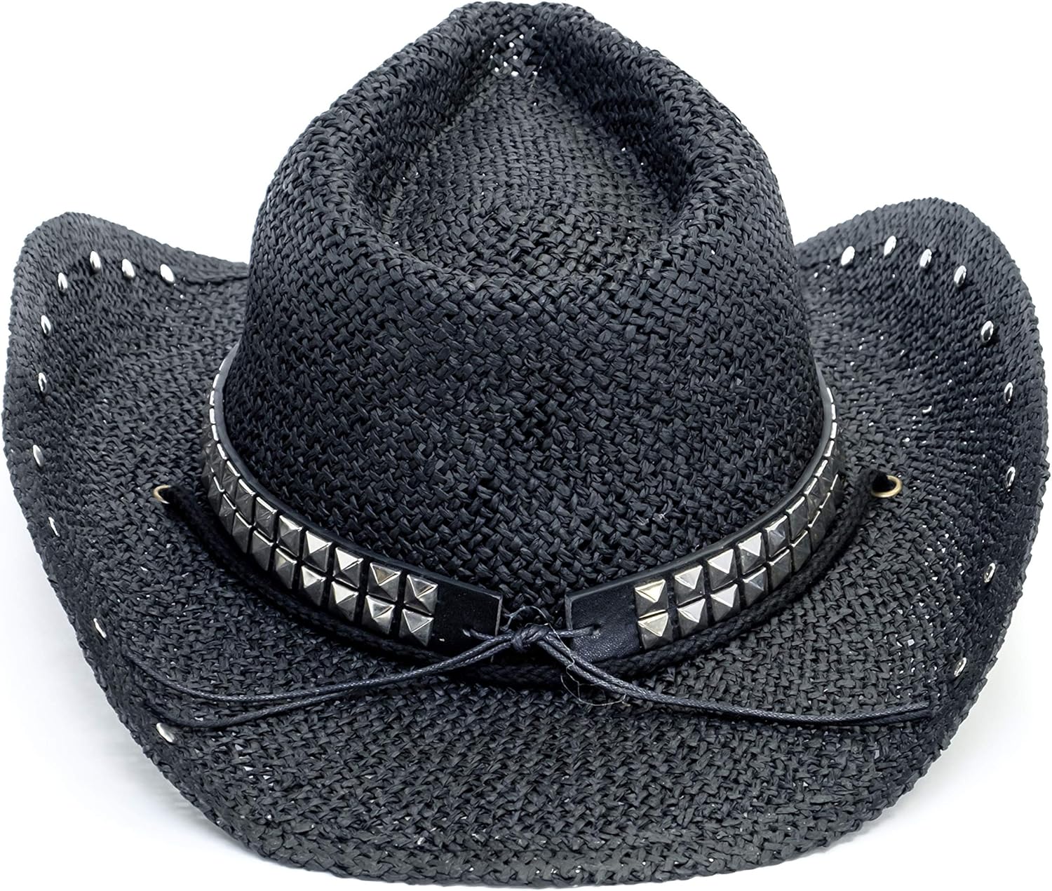 Old Stone Straw Cowboy Cowgirl Hat for Men/Women Unisex Summer Winter Wide Brim Sun Hat Dallas Western Style for Safari Fishing Beach Golf Hiking Multipurpose, Rockstar Black - Image 3