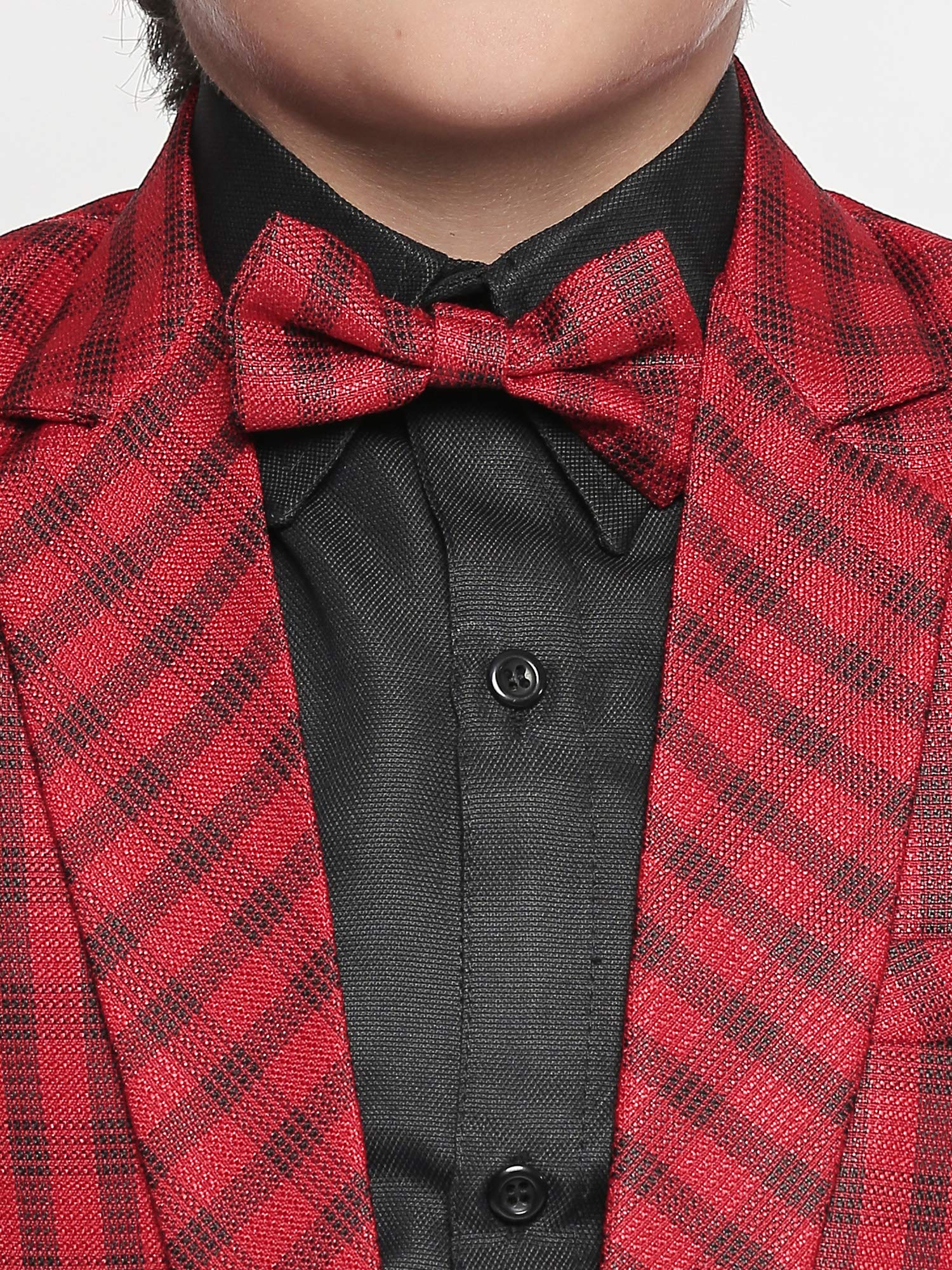 Jeetethnics Boys Red Checked Coat Suit Set with Shirt and Trousers (9072AJ) 3
