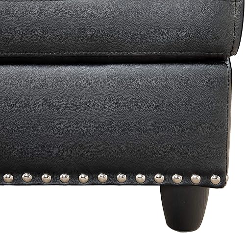 Miniatura 4 de Livavege Sofá modular de piel sintética con diván, otomana de almacenamiento, 2 portavasos y almohadas, sofás tapizados de 6 plazas en forma de L