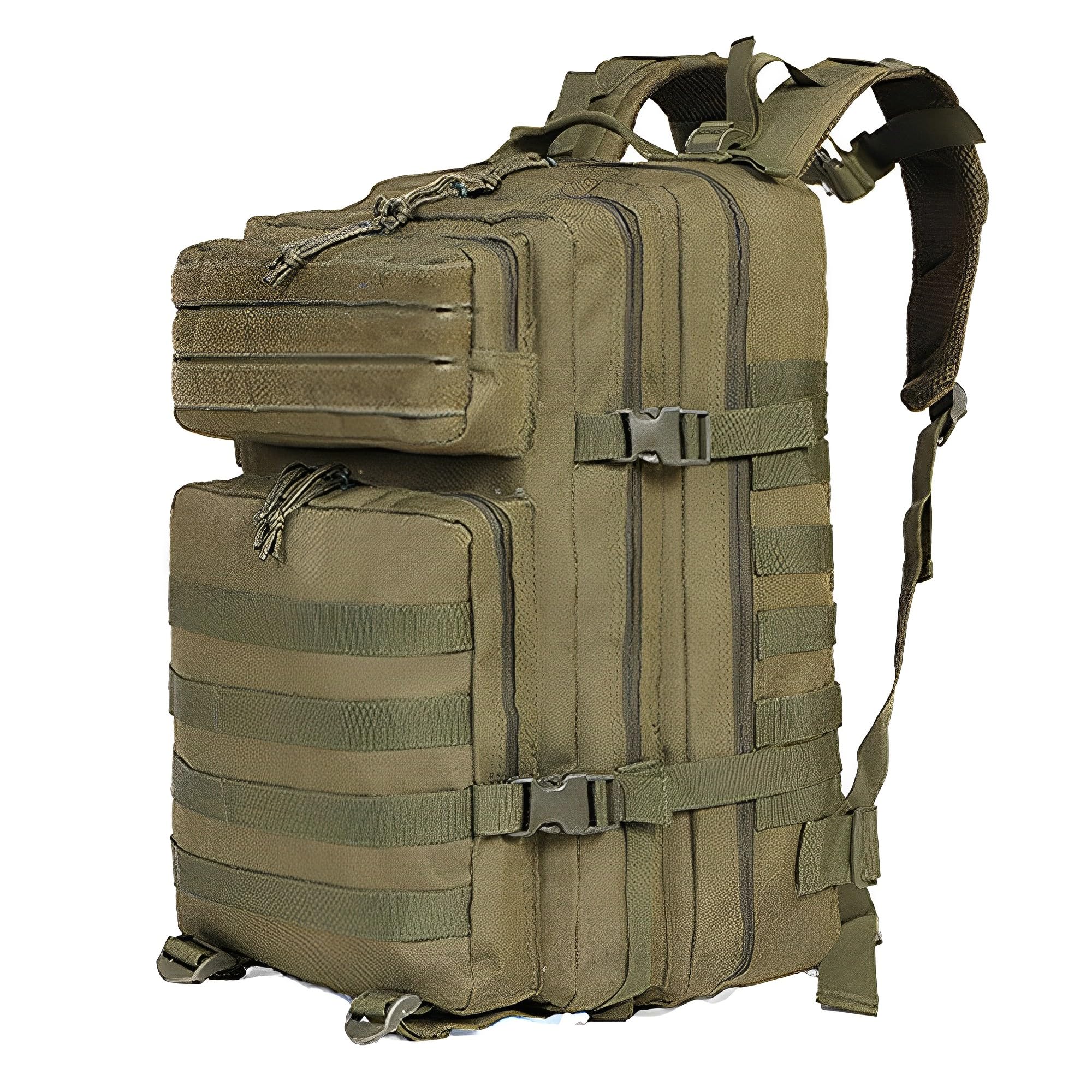 Zaino Militare Tattico 45 Litri Zaino da Viaggio Impermeabile Trekking Backpack da Uomo per Campeggio, Escursionismo, Pesca (Verde)