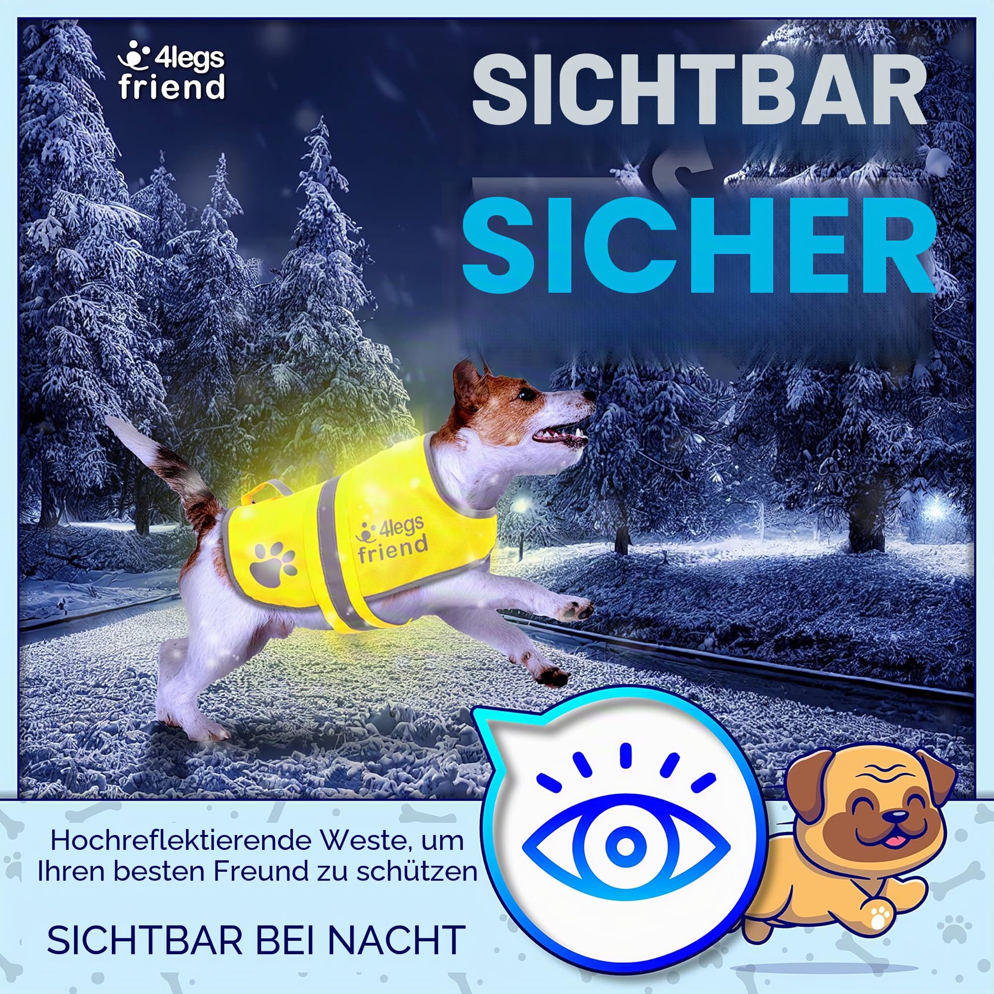 Reflektierender, Leichter Fleece-Mantel mit Loch für die Leine, 5 Größen – hohe Sichtbarkeit für Aktivitäten im Freien bei Tag und Nacht, hält Ihren Hund sichtbar, sicher vor Autos und Jagdunfällen