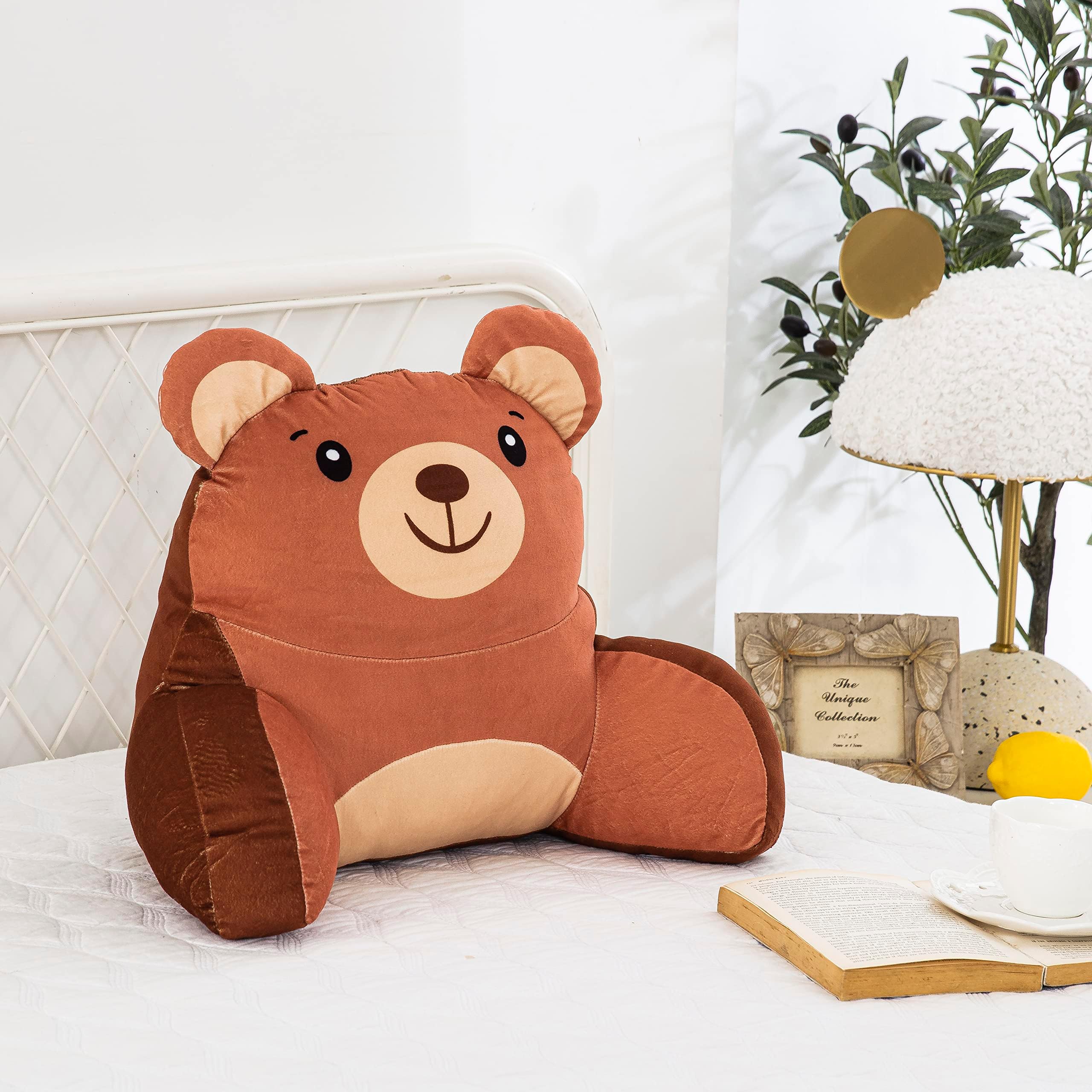 Unicorns & Robots Kids Reading Backrest Pillow with Arms, Mini Bedrest Lounge Pillow, Plush Prop Up Bear Bed Rest Pillows for Sitting in Bed