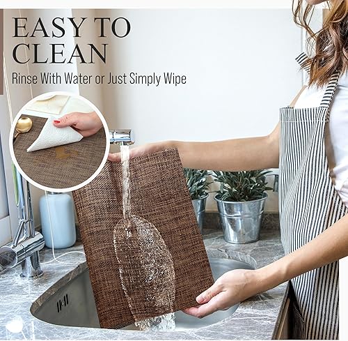 Miniatura 5 de CraftyCrocodile Juego de 6 manteles individuales para mesa, resistentes al calor, lavables, clásicos, para interiores y exteriores, manteles