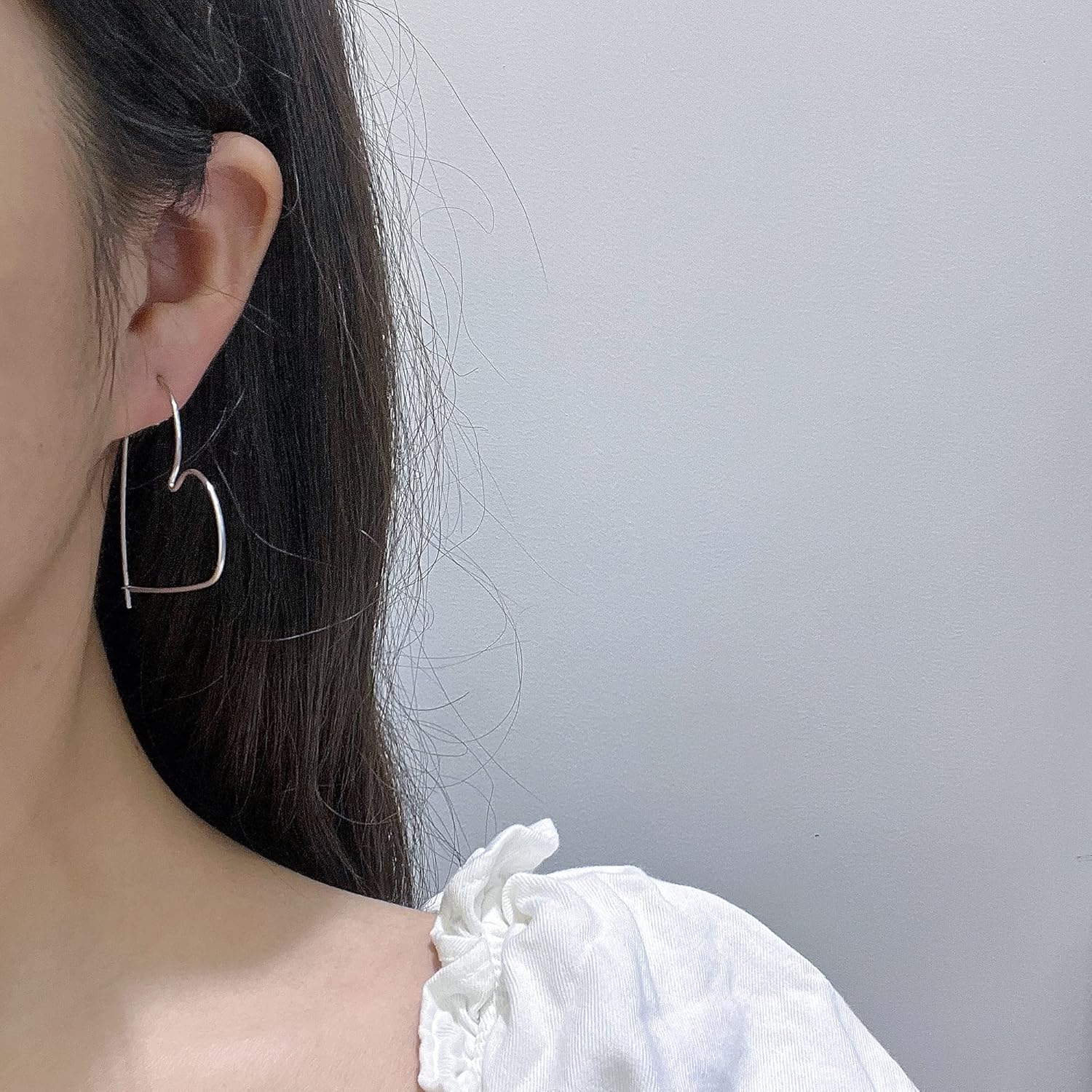 18 Gauge Sterling Silver Wire Large Heart Hoop Earrings for Women - Image 3