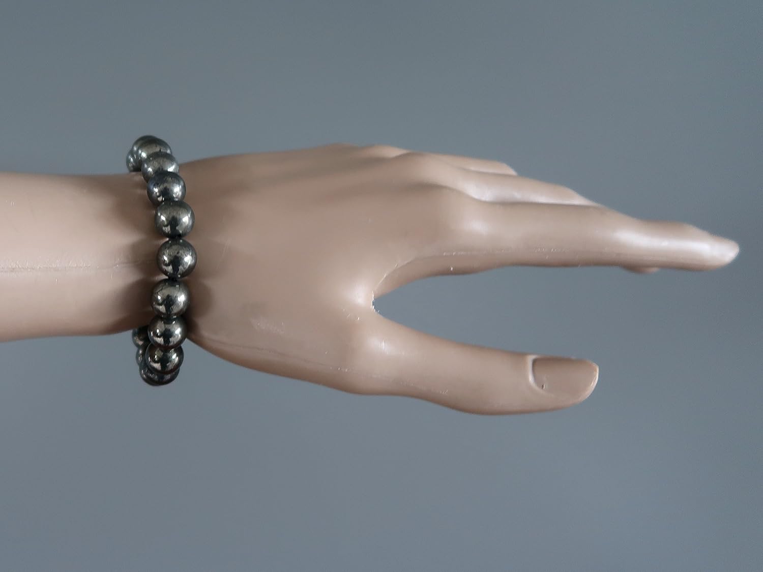 Pyrite Bracelet 9mm Boutique Gold Iron Shiny Round Genuine Gemstone Stretch Handmade Healing B02