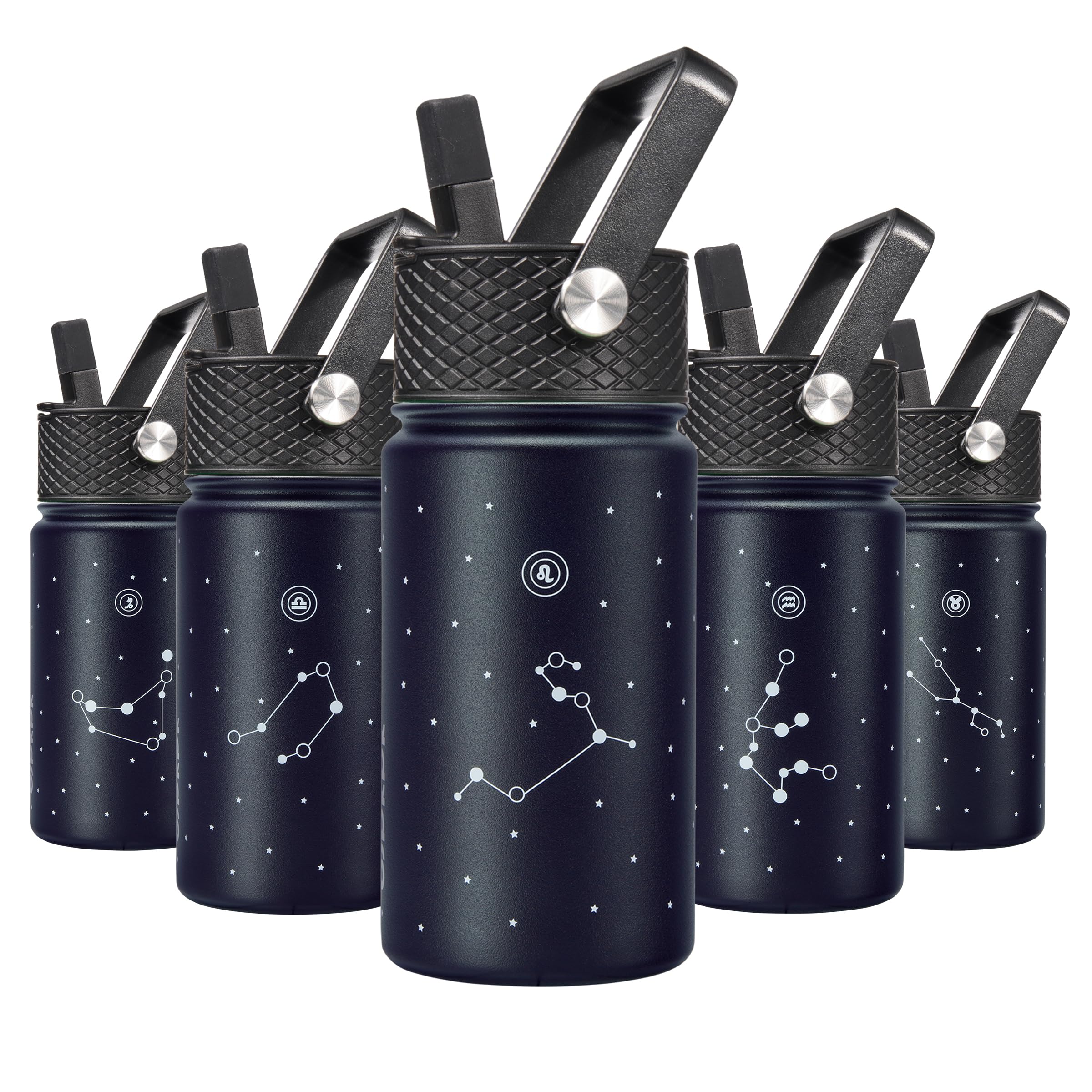 BJPKPK Insulated Water Bottle, 15oz Stainless Steel with Straw Lid