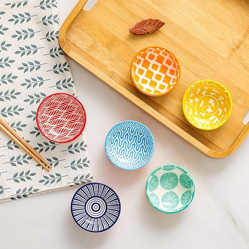 Miniatura 6 de KitchenTour - Juego de 6 cuencos de cerámica para salsa de soja de 2.7 onzas, cuencos de porcelana para condimentos, sushi, ketchup, aperitivo,