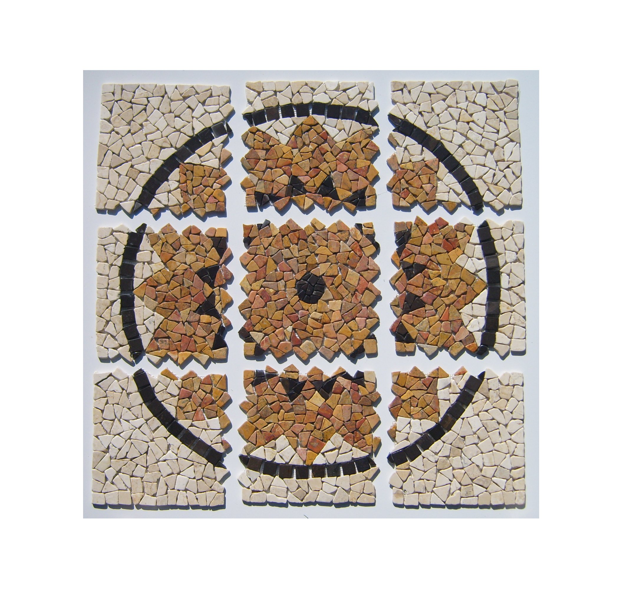 RO-003 90 x 90 cm Marmor Rosone me­di­ter­ran Einleger Mosaikfliesen Bild Dekoration Stein-Mosaik Fliesen Lager Verkauf Herne NRW